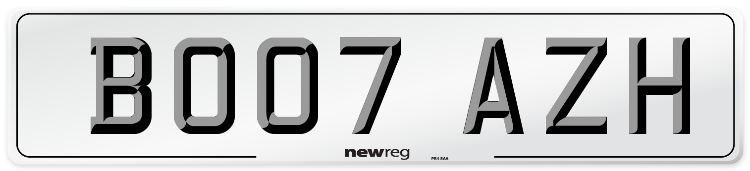 BO07 AZH Number Plate from New Reg